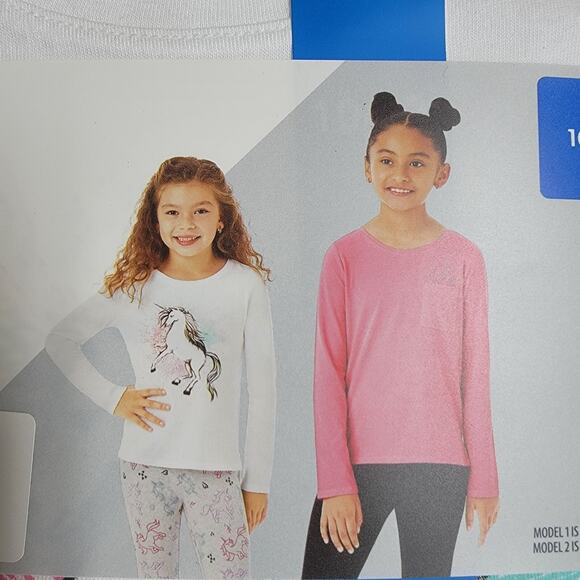 Member's Mark Girl's 2-Pack My Favorite Long Sleeve Tees Unicorn Pink Size 10/12 - Picture 3 of 6